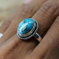 thumbnail image 2 of Mohave Turquoise Ring, Pure Silver Ring, Handmade Ring, Turquoise Band Ring, Statement Ring, Anniversary Gift For Her, December Birthstone, 2 of 3