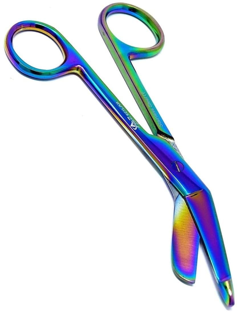 12 Pcs Rainbow Colored Titanium Embroidery EZ Snips Scissors Curved German Steel