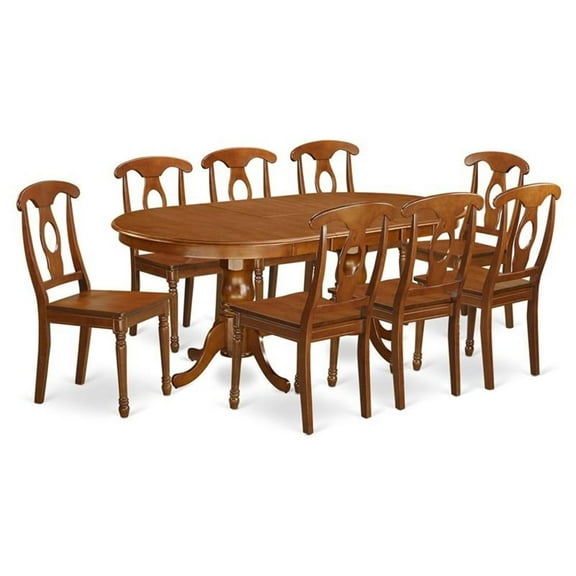 Atlin Designs 9-piece Wood Dining Table Set in Saddle Brown