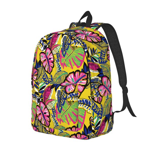 Fotbe Colrful Tropical Leaves Mochila de Lona con Estampado, Mochila Duradera, Mochila Versátil de Alta Calidad, Mochila Compacta Vintage-Medium