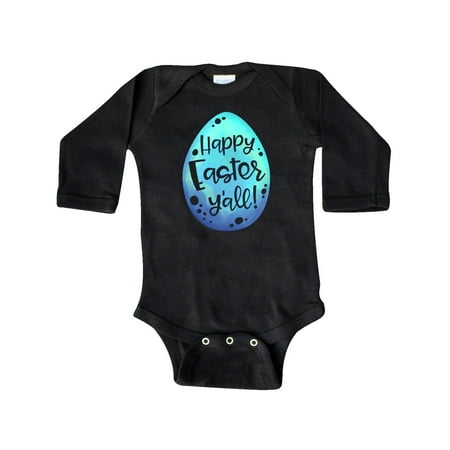 

Inktastic Happy Easter Y all with Blue Easter Egg Gift Baby Boy or Baby Girl Long Sleeve Bodysuit