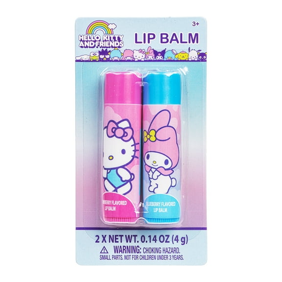 Hello Kitty 2-Pack Lip Balm Set for Kids, Non-Toxic, Moisturizing Formula, Sweet Scent, Ages 3 
