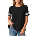 thumbnail image 2 of TGSLY Women's Eyelet Lace Trim Linen Tops Lightweight Crew Neck Solid Color Cotton Blouses Relaxed Dressy Casual Short Sleeve T-Shirts S, 2 of 7