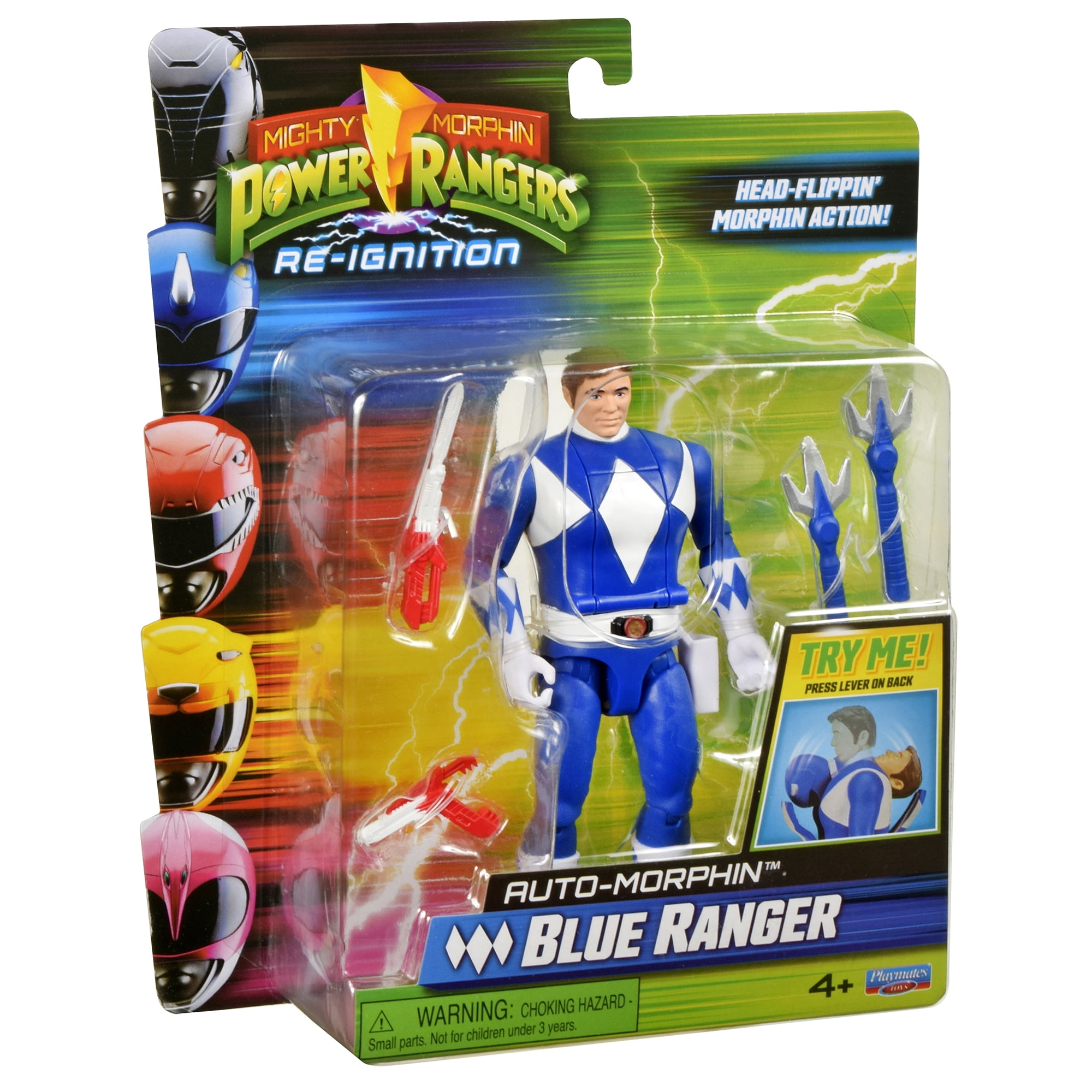 Mighty Morphin Power Rangers: Re-Ignition - Auto-Morphin Blue Ranger Action Figure for kids 4+ by Playmates Toys