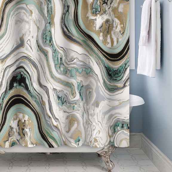 Mizhona Marble Shower Curtain Modern Gray and White for Bathroom Waterproof Washable Luxury Abstract Decor with Hooks 72"x72"
