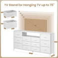 thumbnail image 7 of Yeshouse LED Dresser TV Stand, 63" Wide, 12 Storage Drawers, Power Outlets, Fabric Bins, Fits 65-75" TVs, Bedroom/Entryway, 7 of 7