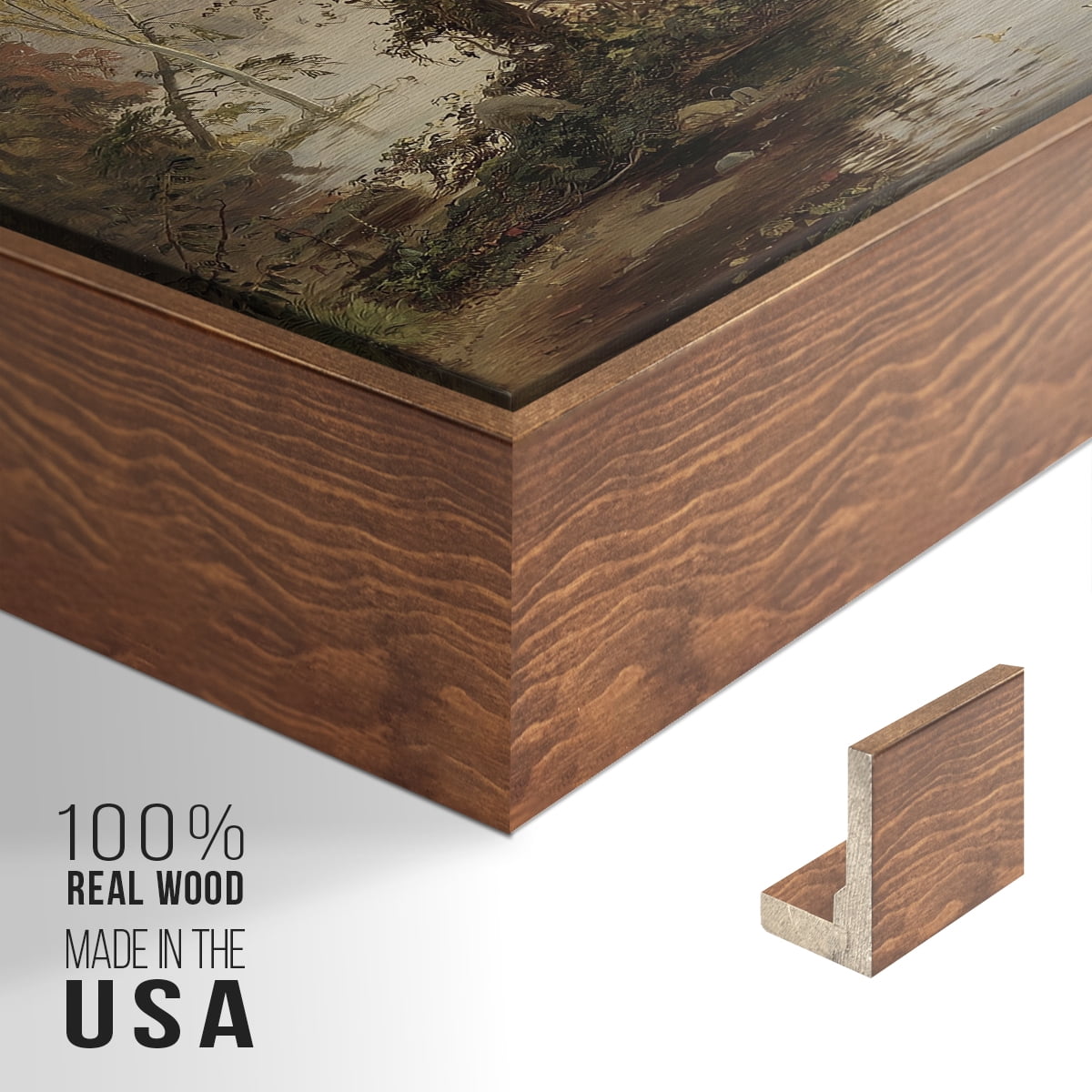 Vintage Landscape-XXII By Wexford Home Framed in Walnut Wood Gallery Wrapped Canvas 17 in. x 25 in.