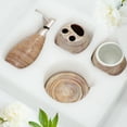 thumbnail image 5 of CERBIOR 4 Piece Textured Ceramic Brown Bathroom Accessory Set Includes Soap Dish, Dispenser, Toothbrush Holder and Tumbler (Brown), 5 of 8