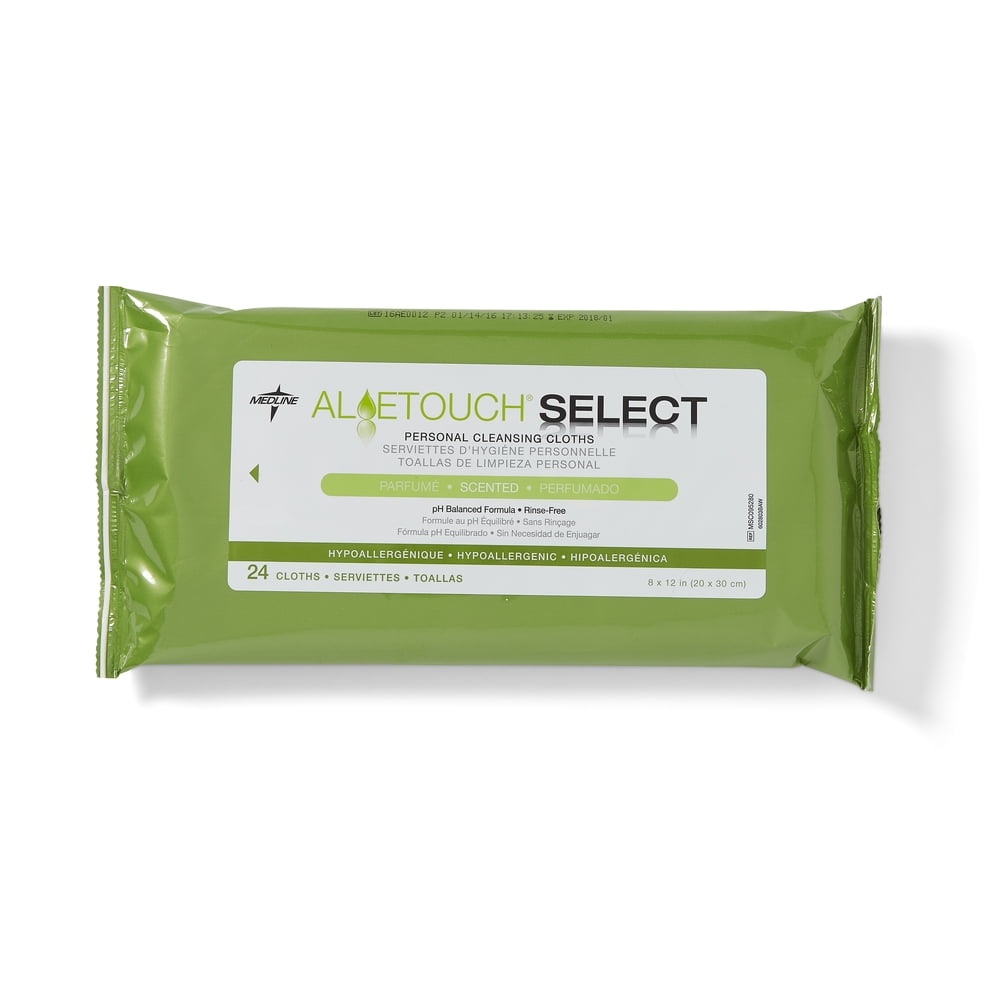 Medline Aloetouch Select Scented Personal Cleansing Cloths, 24 count