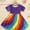 Purple, variant on MORTTIC Toddler Girls' Vibrant Rainbow Striped Dress with Flutter Trim Summer Short Sleeve Round Neck Casual Dress Perfect for Parties & Gifts