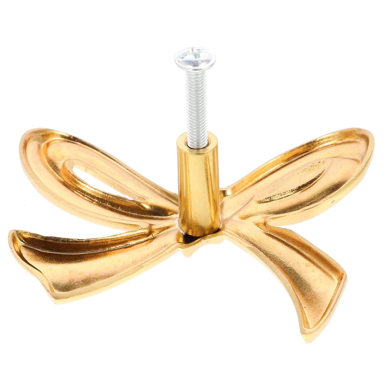 Brass Bow Shape Cabinets Knobs: Gold Drawer Pulls Decorative Bow Knobs Cupboard Pull Handles for Home Kitchen Cabinet Hardware Cupboard Dresser Wardrobe and Drawer Pulls - 2 Pack