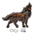 thumbnail image 2 of Wolf Ornament Shelf Decor, Good Decoration Beautiful Practical Mechanical Engraving Forest Animals Wooden Wolf Decor   With String Light For Bar Wolf String Light, 2 of 8