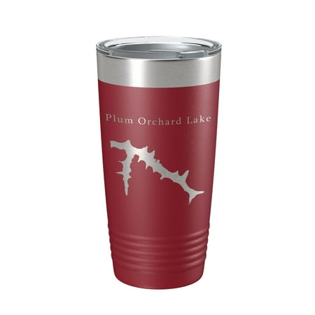 

Plum Orchard Lake Map Tumbler Travel Mug Insulated Laser Engraved Coffee Cup West Virginia 20 oz Maroon