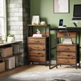 thumbnail image 6 of Night Stand with Charging Station, 28.3 Inch Tall Bedside Table with PVC Drawers, End Table with USB Ports and Outlets, 3 Fabric Drawer Storage Nightstand for Bedroom, 3 Ways to Use, White, 6 of 10