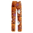 thumbnail image 4 of Halloween Pajamas Pants for Women Cute Pumpkin Ghost Soft Lounge Bottom Trousers Drawstring Elastic Waist Trendy Pj Pants Women Orange M, 4 of 5