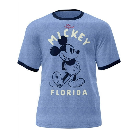 Disney Mickey Mouse Adult Ringer Tee Shirt, XS-XL (Unisex)