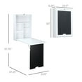 thumbnail image 2 of Wall Mounted Foldable Desk with Storage Compartments, Fold Down Desk Table with Chalkboard, Computer Desk for Living Room Bedroom, White, 2 of 8