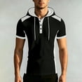 thumbnail image 3 of Qiyinn Men's Short Sleeve Hooded Henley Shirt,Casual Color Block Pullover Hoodie Breathable Summer Tops for Outdoor Beach, 3 of 5