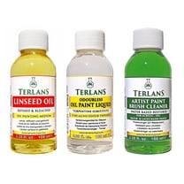 TERLANS Oil Painting Mediums/Odourless Paint Liquid/Linseed Oil/Oil Brush Cleaner 3x3.38 fl oz (3x100 ml)