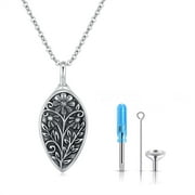 CUOKA MIRACLE Leaf Daisy Urn Necklaces 925 Sterling Silver Daisy Urn Pendant Memorial Jewelry Birthday for Women Girls Gift Engraving Forever in My Heart Cremation Necklace