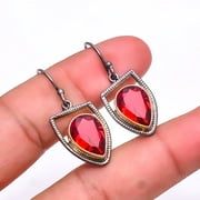 Red Garnet Designer Handmade 925 Silver Plated Earring 1.56" E_9424_236_11, Valentine's Day Gift, Birthday Gift, Beautiful Jewelry For Woman & Girls