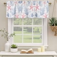 thumbnail image 2 of Blue Red Coastal Curtain Valances for Windows, Kitchen Valance Window Treatments Panel 2 Pack, Summer Beach Starfish Coral Nautical Rod Pocket Short Curtains for Bathroom Bedroom 60 x 18 Inch, 2 of 8