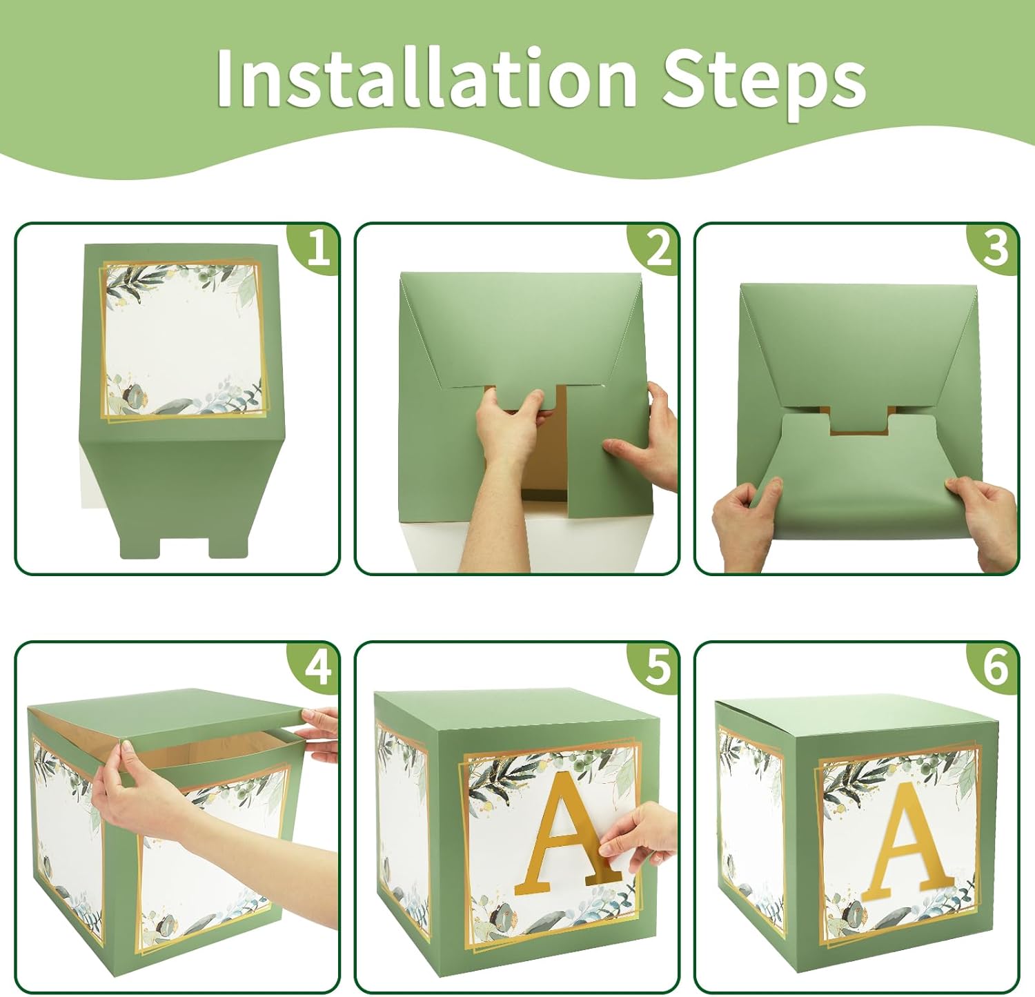 Happy Greetings Sage Green Baby Boxes Decoration Set, 4-Pack photo 8