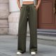 thumbnail image 4 of Pantalones Deportivos Anchos de Cintura Alta para Mujer, Holgados y con Cordón, A para Adolescentes Verde XL, 4 of 10