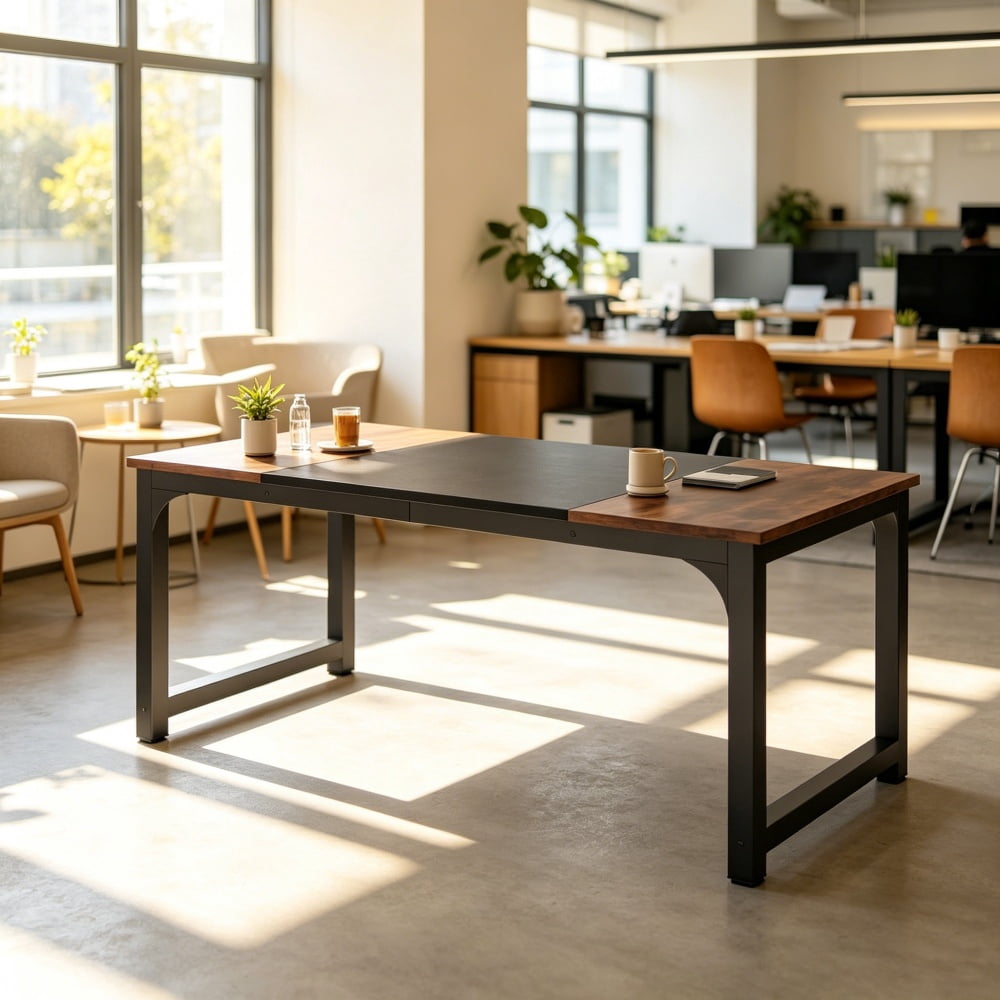 Modern Office Desk, Sturdy Metal Frame Computer Desk, Simple Writing Workstation, Spacious Desktop Multipurpose Study Laptop Table for Home Office, Bedroom, Study Room