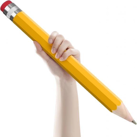 CCOCC Wooden Jumbo Pencil for Prop Gifts Decor 14 Inch Funny Big Novelty Pencil with Cap Yellow