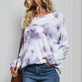 thumbnail image 5 of Fall Crew Neck Sweatshirts Women Long Sleeve Plain Casual Loose Tops Floral Print Lounge Basic Pullover Shirt (Purple M), 5 of 6