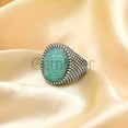 thumbnail image 2 of Men’s Genuine Amazonite Pinky Ring in 925 Sterling Silver, Handmade Vintage Oval Signet Ring, Statement Jewelry Gift for Him Size 10, 2 of 7