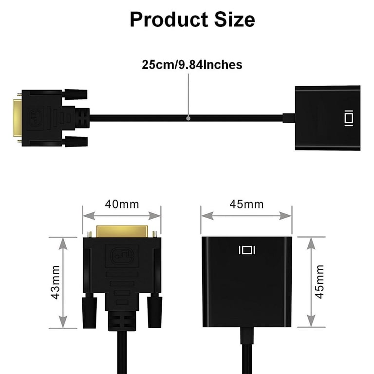 Cavo Adattatore DVI-D Maschio A VGA Femmina – Convertire Monitor PC Da DVI A VGA - Foto 2