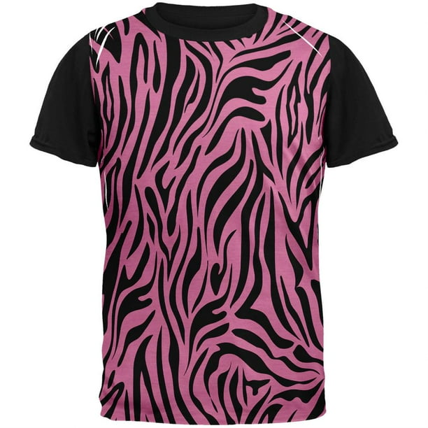 Old Glory Zebra Print Pink Adult Black Back TShirt Small