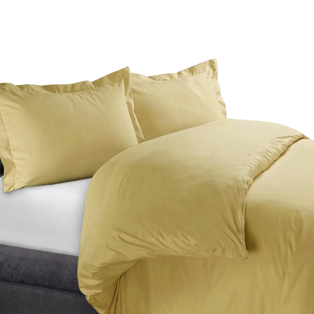100 Cotton Duvet Cover Sets 450 Thread Count Solid Full/Queen Gold
