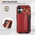 thumbnail image 5 of Allytechgroup Stylish iPhone 16 Wallet Case, Premium Phone Case for iPhone 16 with Card Holder Zipper Pocket Hand Wrist Shockproof Stand Cover for Women Men, Red, 5 of 6