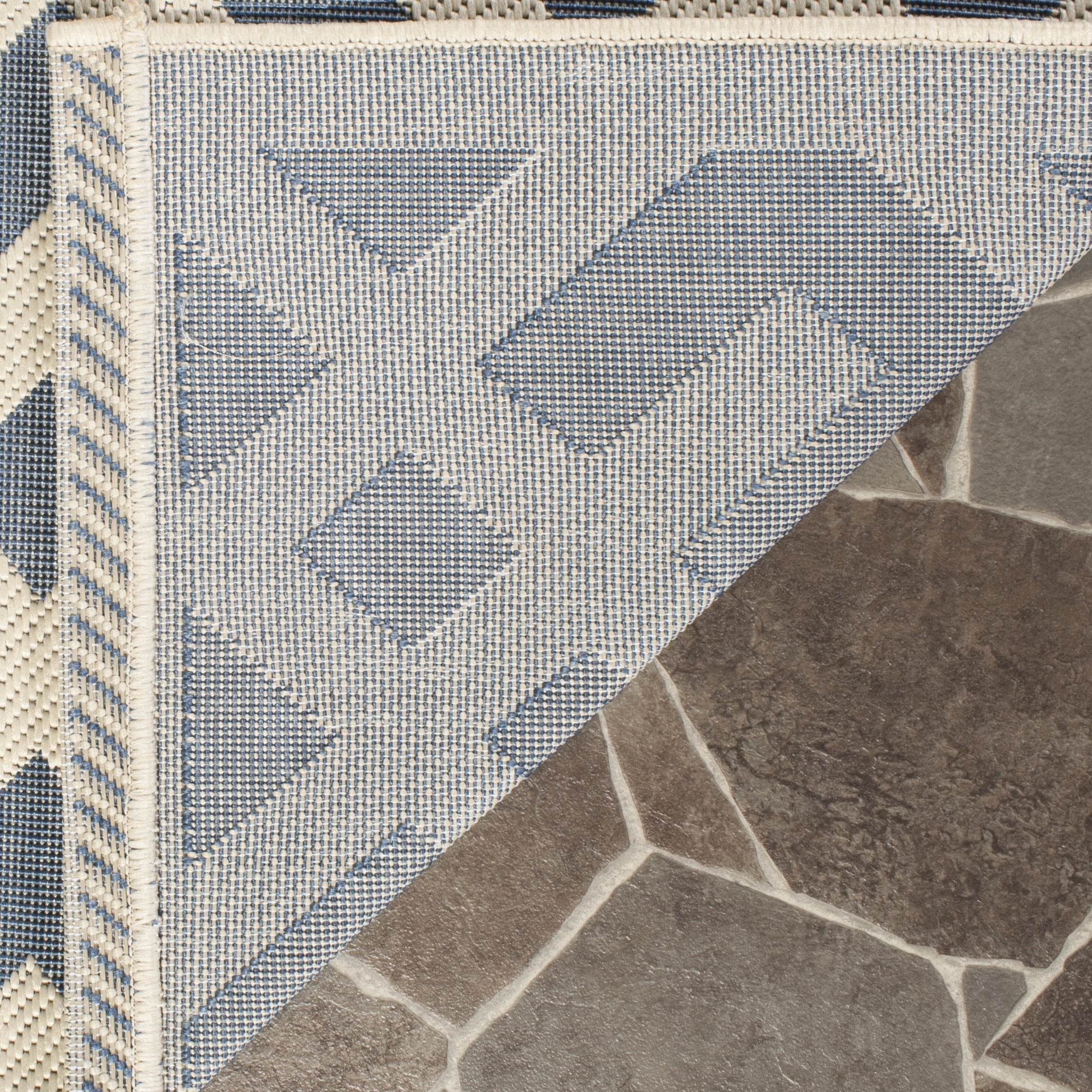 Safavieh Courtyard Alvin Geometric Indoor/Outdoor Area Rug, Blue/Bone, 8' x 11'