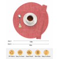 thumbnail image 6 of 13 Inch Round Placemats Set of 4, Vintage Coral Red Non Slip Heat Insulation PP Table Mats, Farmhouse Retro Solid Color Linen Texture Washable Place Mats for Kitchen Dining Party Table Decor, 6 of 7
