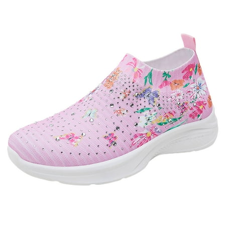 

Blphud Comfy Shoes Women Summer Shoes for Women 2024 Casual Summer Shoes for Women Women s Fashion Trend Fly Weave One Foot Stirrup Rhinestone Sock Shoes Casual Shoes Floral Flip Flops Pink 40