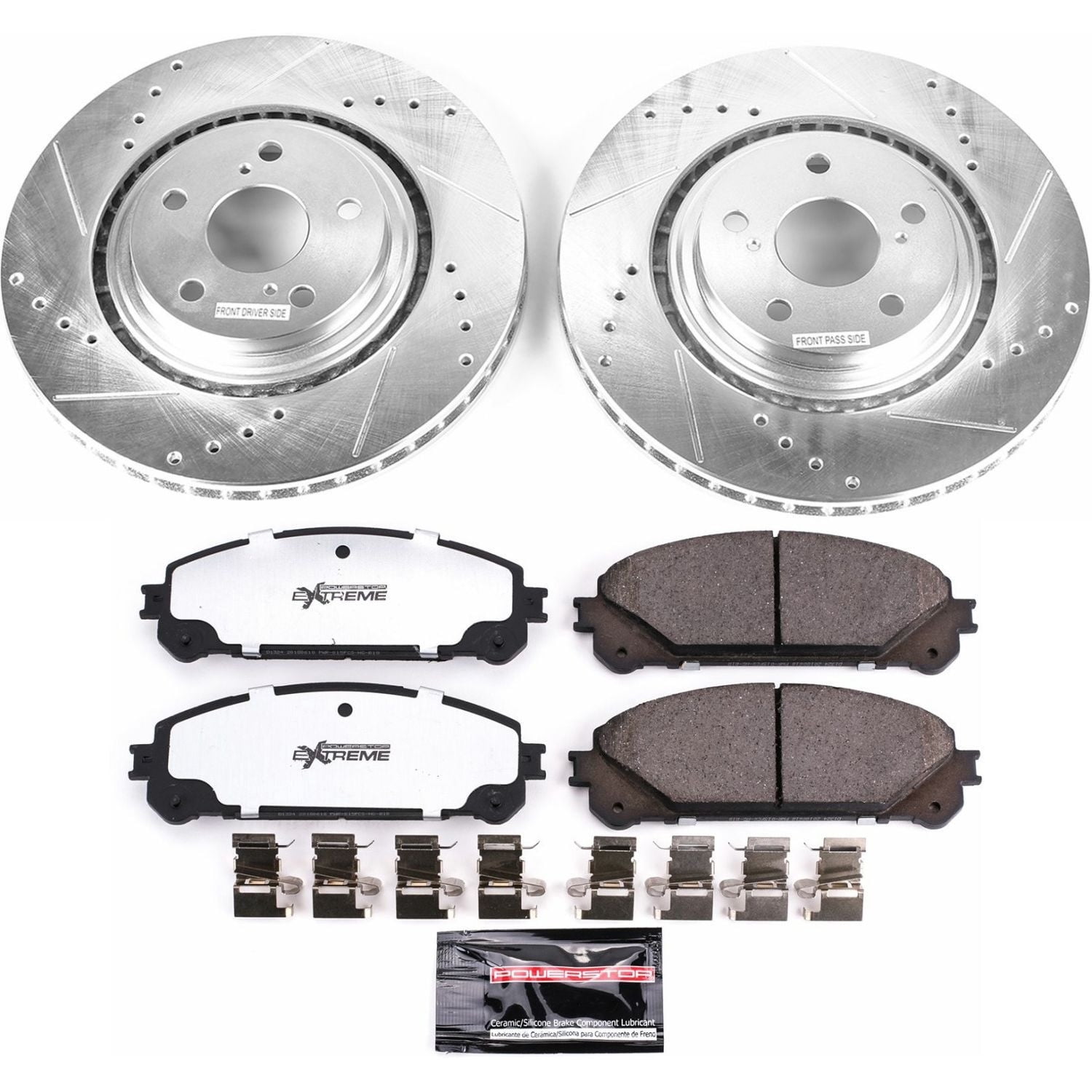 PowerStop Front Z36 Truck & Tow Carbon-Fiber Ceramic Brake Pad and Drilled and Slotted Rotor Kit Fits: LEXUS TOYOTA Select Models K4713-36