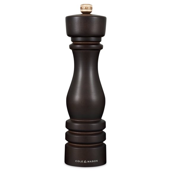 Cole & Mason Mason Chocolate Wood Pepper Mill, Adjustable Precision Carbon Mechanism, Beech Wood, 220mm