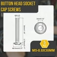 thumbnail image 2 of Uxcell M5-0.8x30mm Button Head Socket Cap Screws - 5Pack - Good for Road Bicycle, Mountain Bike, Auto, Motorcycle - 316 Stainless Steel Whitewashed - Hex Drive Fasteners, 2 of 6