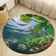 thumbnail image 4 of Lucky Koi Fish Lotus Leaf Round Rugs -Washable Non-Slip Small Round Area Rug Throw Soft Circle Rugs for Bedroom, Modern Print Indoor Carpet for Entryway Sofa Living Room, 4 of 6