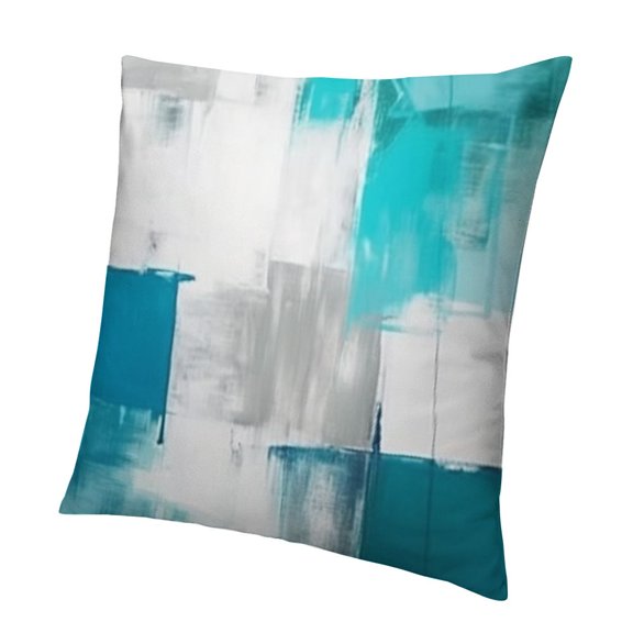 Teal Grey Throw Pillow Covers Turquoise Abstract Pillow Cases Contemporary Art Decorative Cushion Cases for Sofa Couch