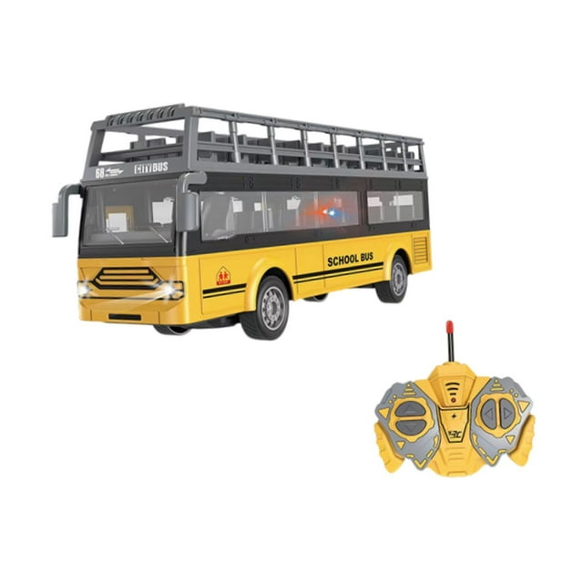 Autobús escolar modelo RC coche 1:30 con luces realistas vehículos de control remoto Autobús de dos pisos