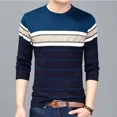 thumbnail image 4 of Camiseta de cuello redondo a rayas para hombre, camiseta coreana de otoño para hombre, tendencias de moda 2024, camisetas normales, ropa de calle, sudaderas emo, 4 of 5