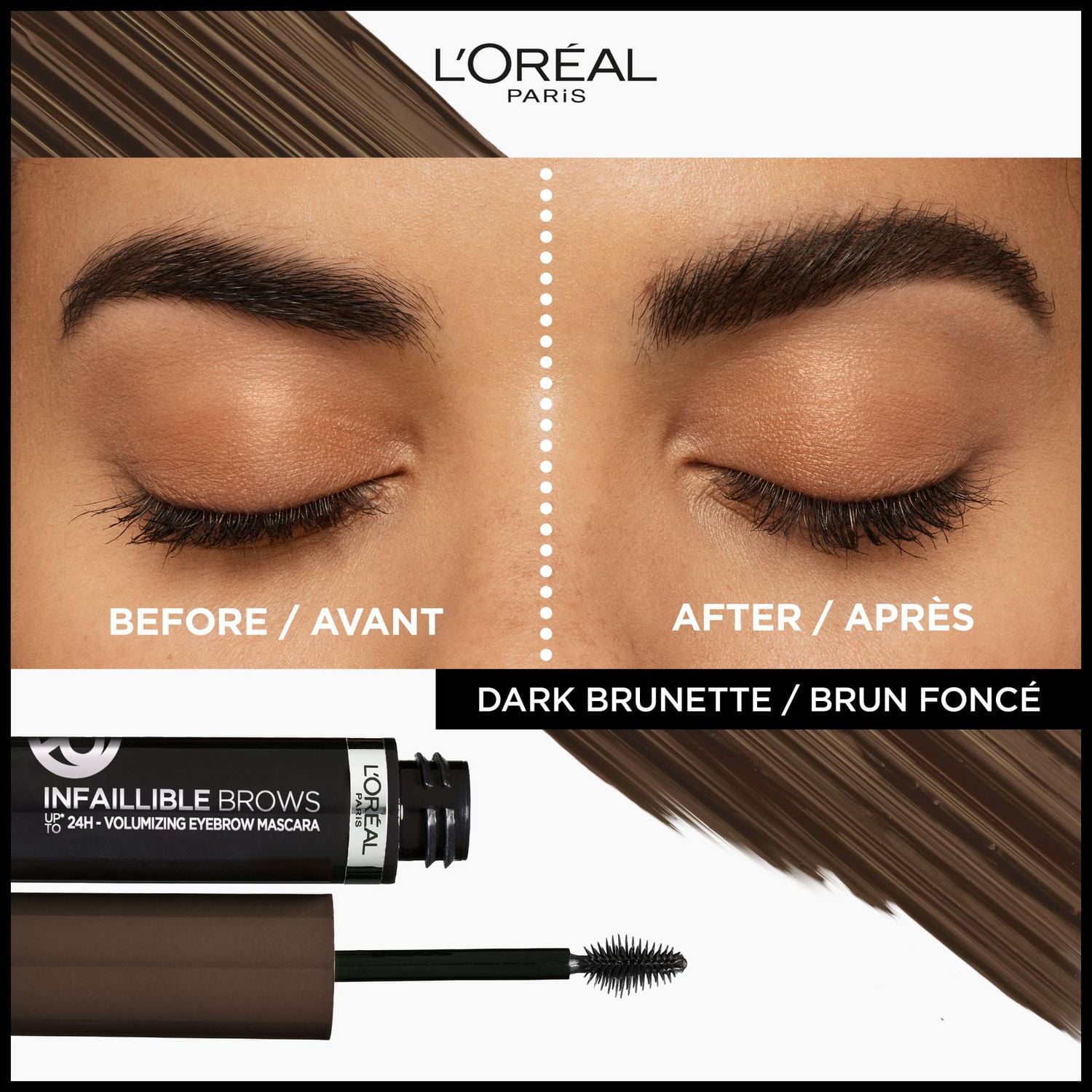 L'Oréal Paris Infallible 24H Mascara Volumisant pour Sourcils, 4 mL Mascara pour Sourcils Longue Tenue