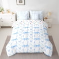 thumbnail image 2 of Homewish Cartoon Blue Ribbon Twin Bedding Sets 7-Piece, Dreamy Butterfly Animal Bedding Comforter Set, Teen Kid Girl Women Reversible Sheet Sets, Lightweight Room Decor, 2 of 7