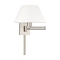 thumbnail image 6 of Livex Lighting 12" 1-Light Swing Arm Metal & Fabric Wall Lamp in Brushed Nickel, 6 of 11