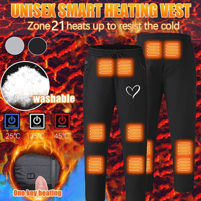 Styesk Pantalon Homme Contrôle 3 Zones Chauffage Intelligent Charge USB Imprimé Garde au Chaud
